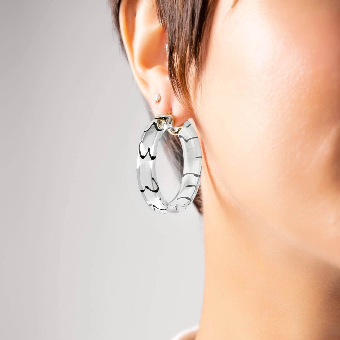 Flat Lucite Hoop Earrings with Boobies