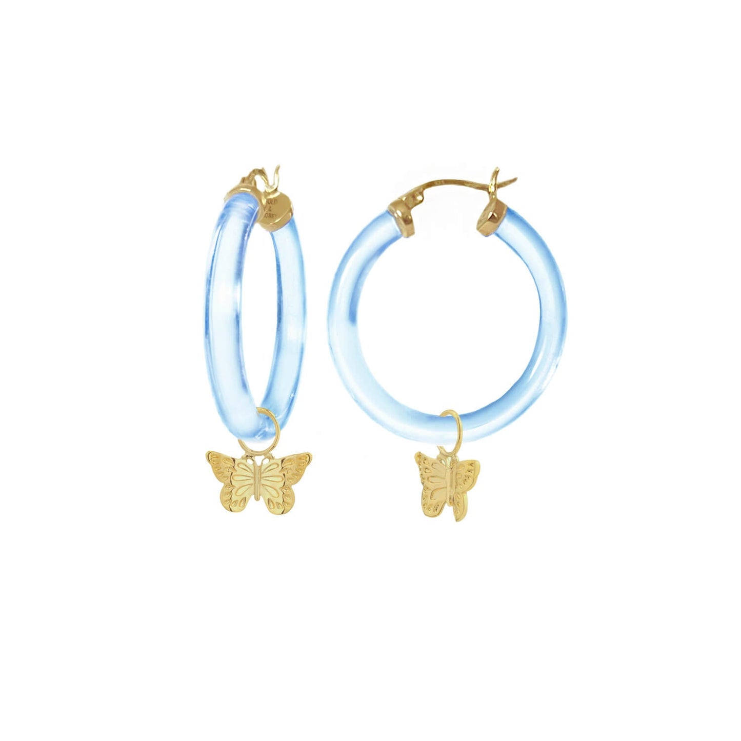 Butterfly Charm Lucite Hoop Earrings