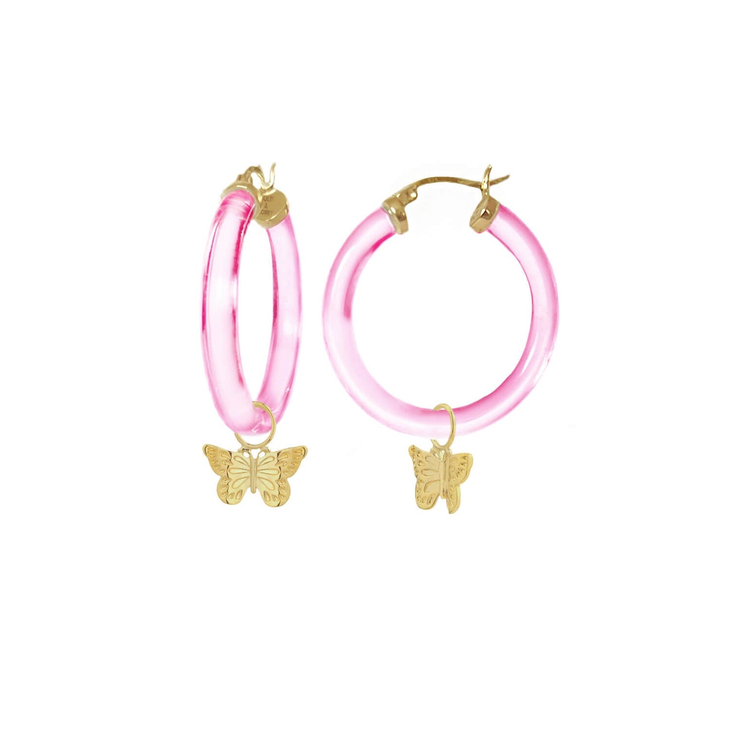 Butterfly Charm Lucite Hoop Earrings