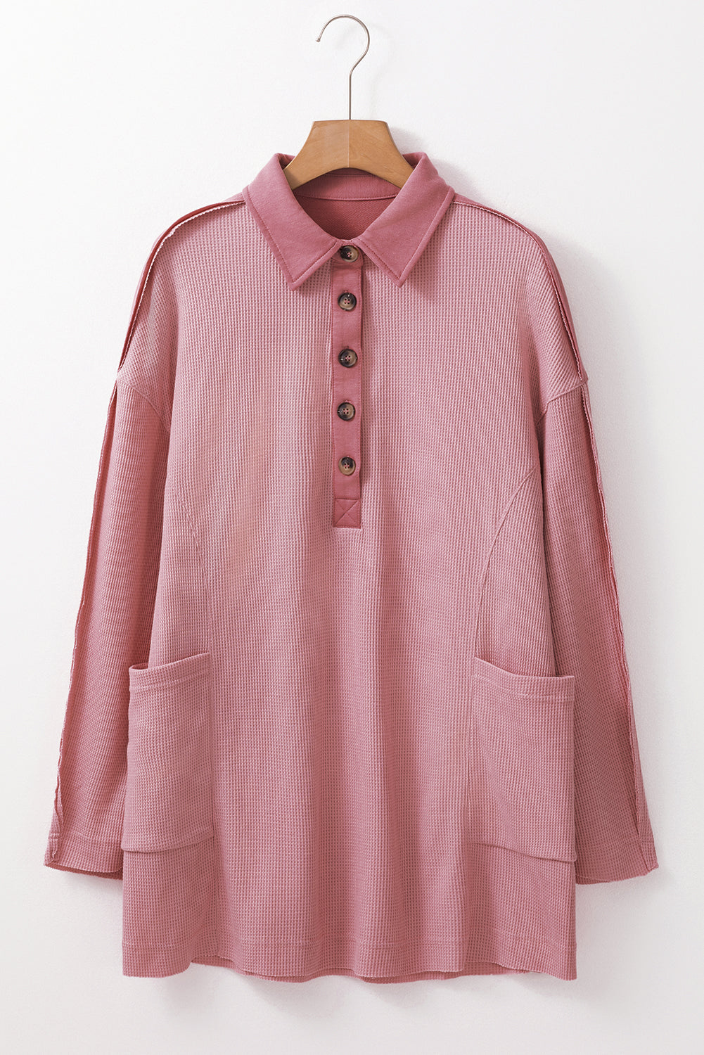 Arianna Waffle Half Button Top.