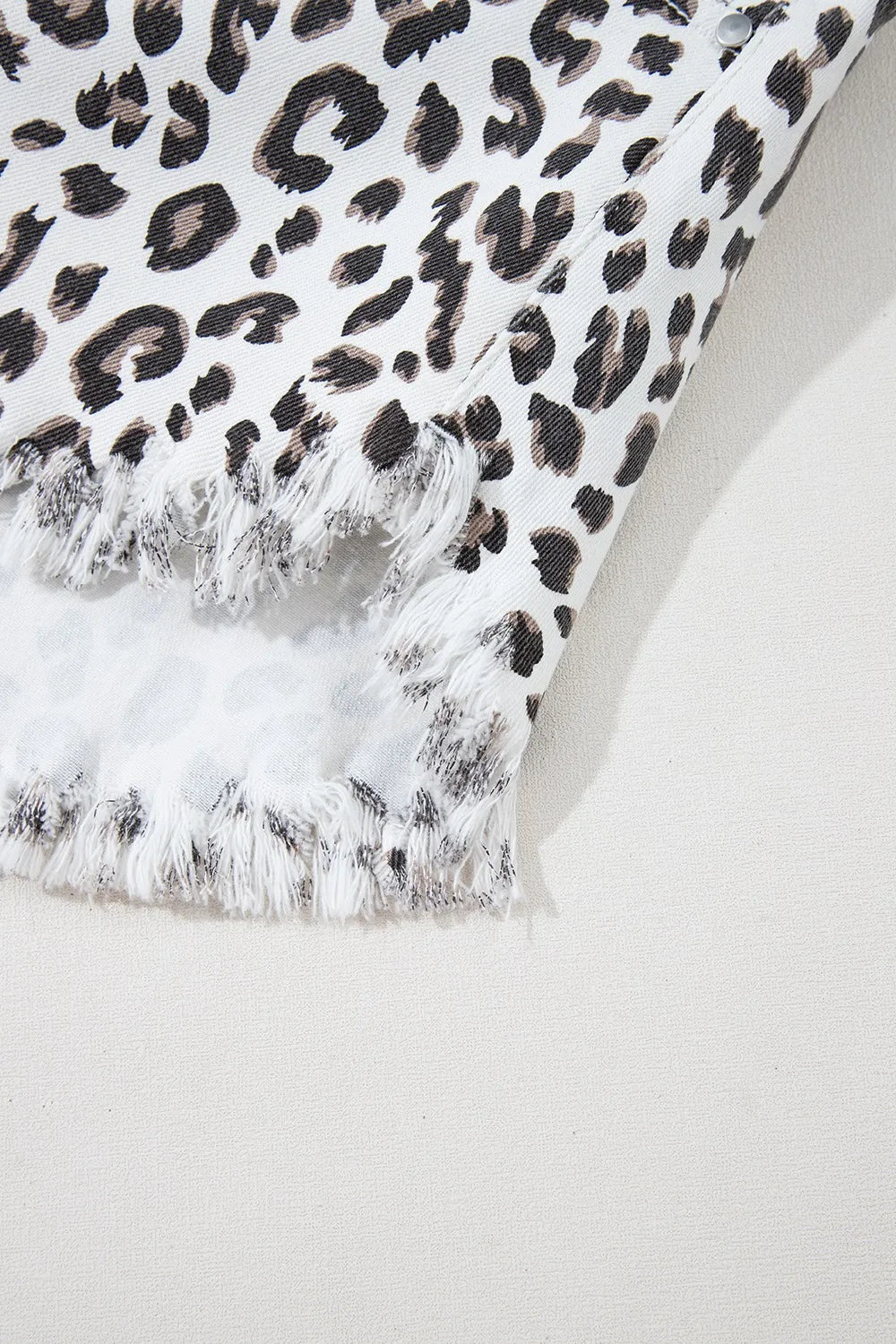 Leopard Frayed Hem Denim Shorts