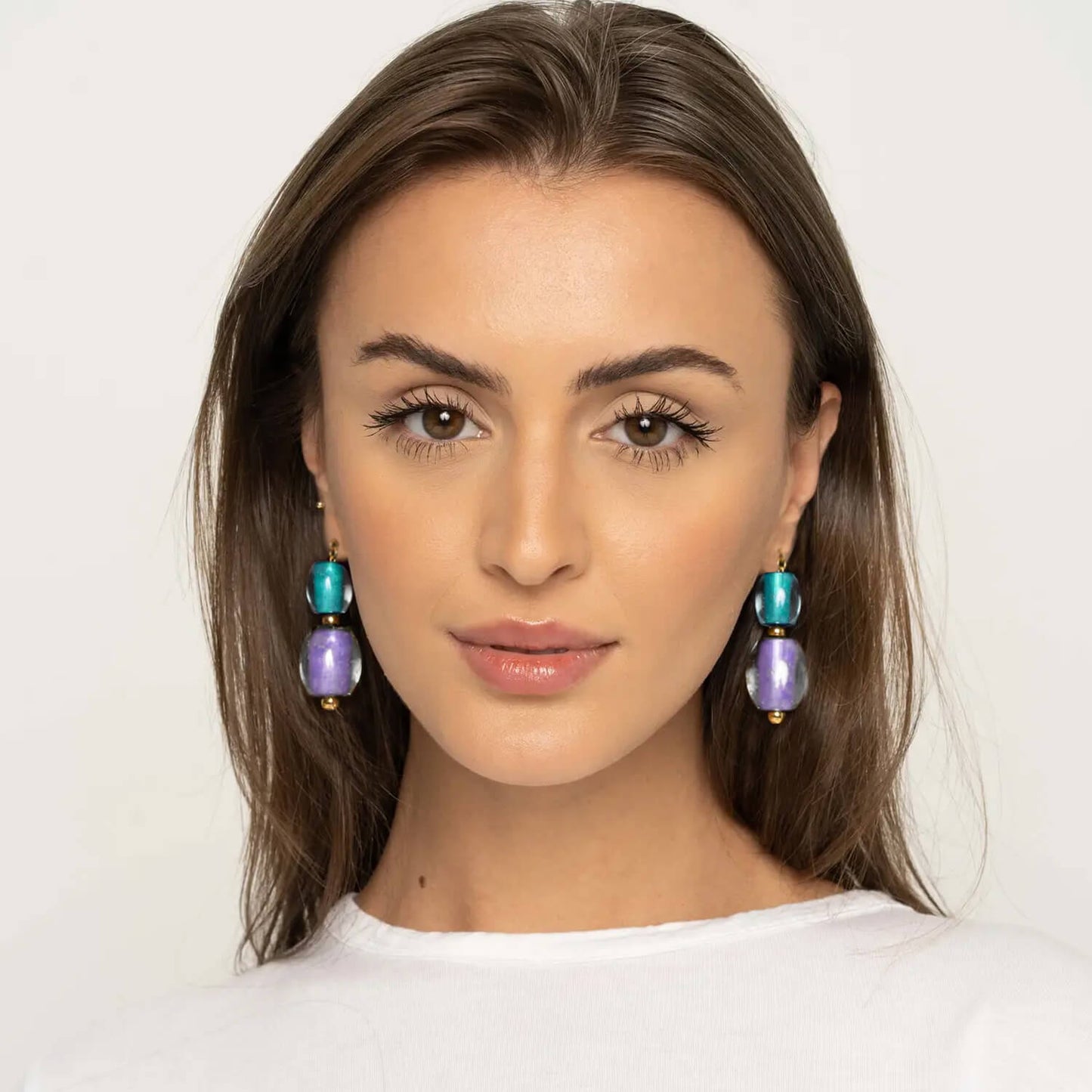 Double Bead Drop Earrings