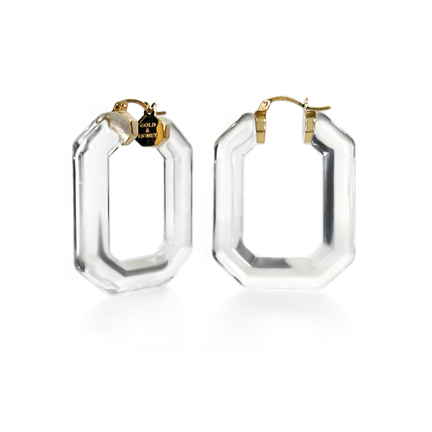 Emerald Gem Lucite Hoop Earrings