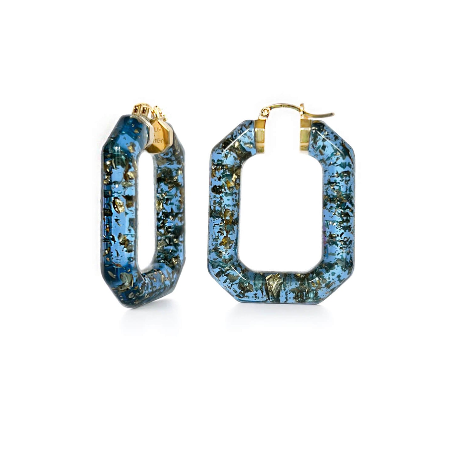 Emerald Gem Lucite Hoop Earrings