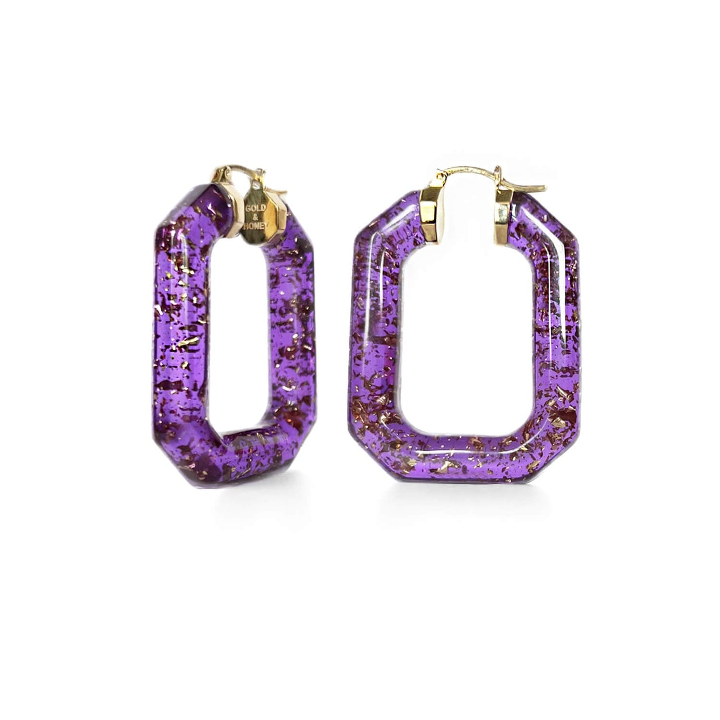 Emerald Gem Lucite Hoop Earrings