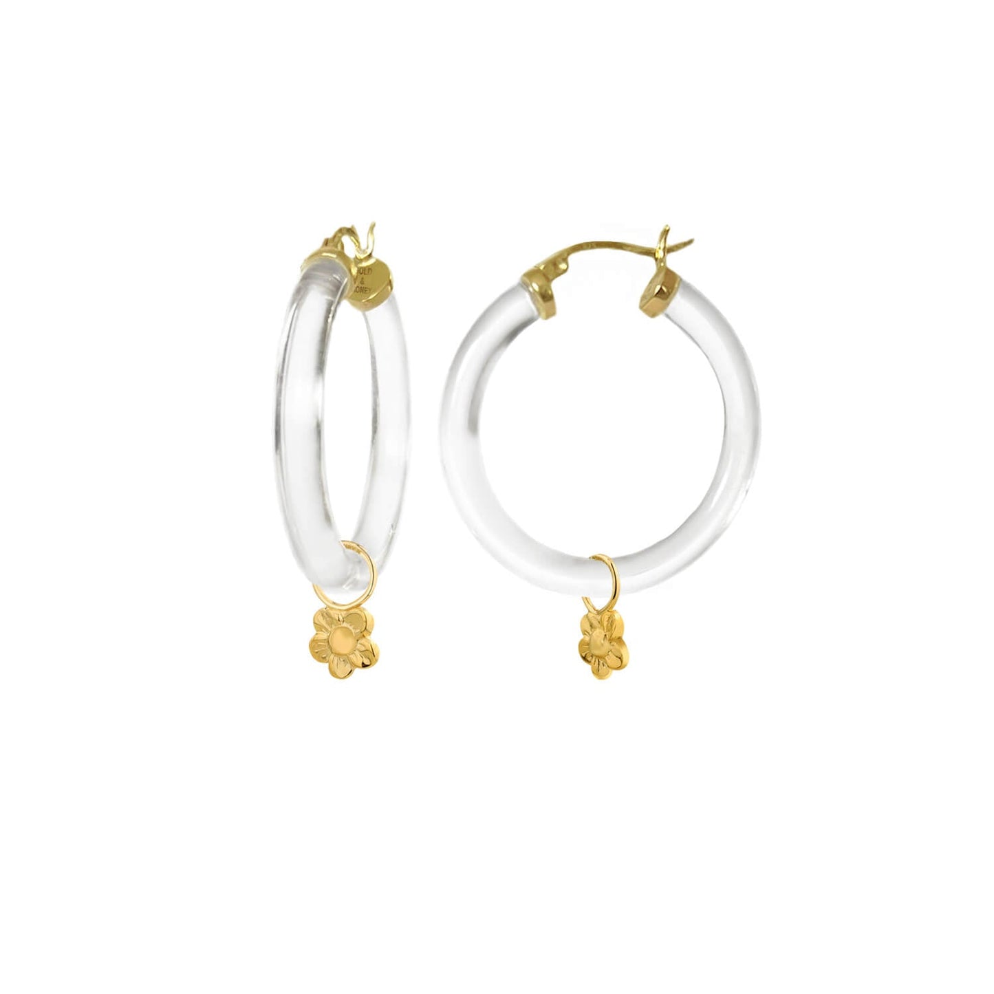 Flower Charm Lucite Hoop Earrings