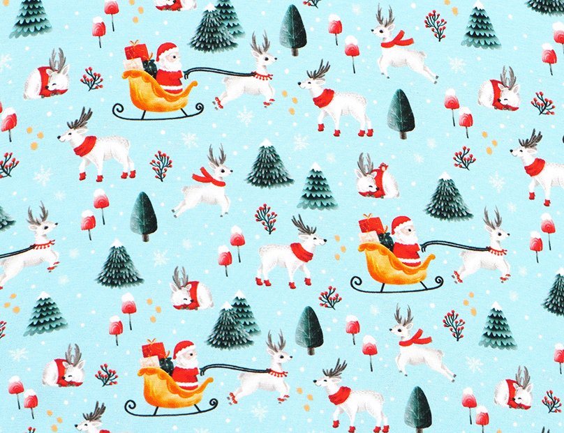 Girls Light Santa Bamboo Holiday Pajamas