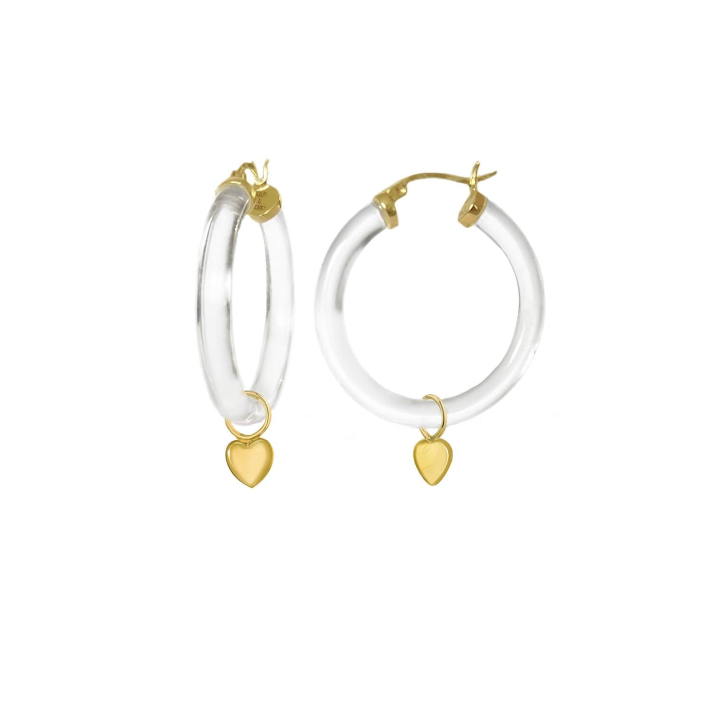 Heart Charm Lucite Hoop Earrings