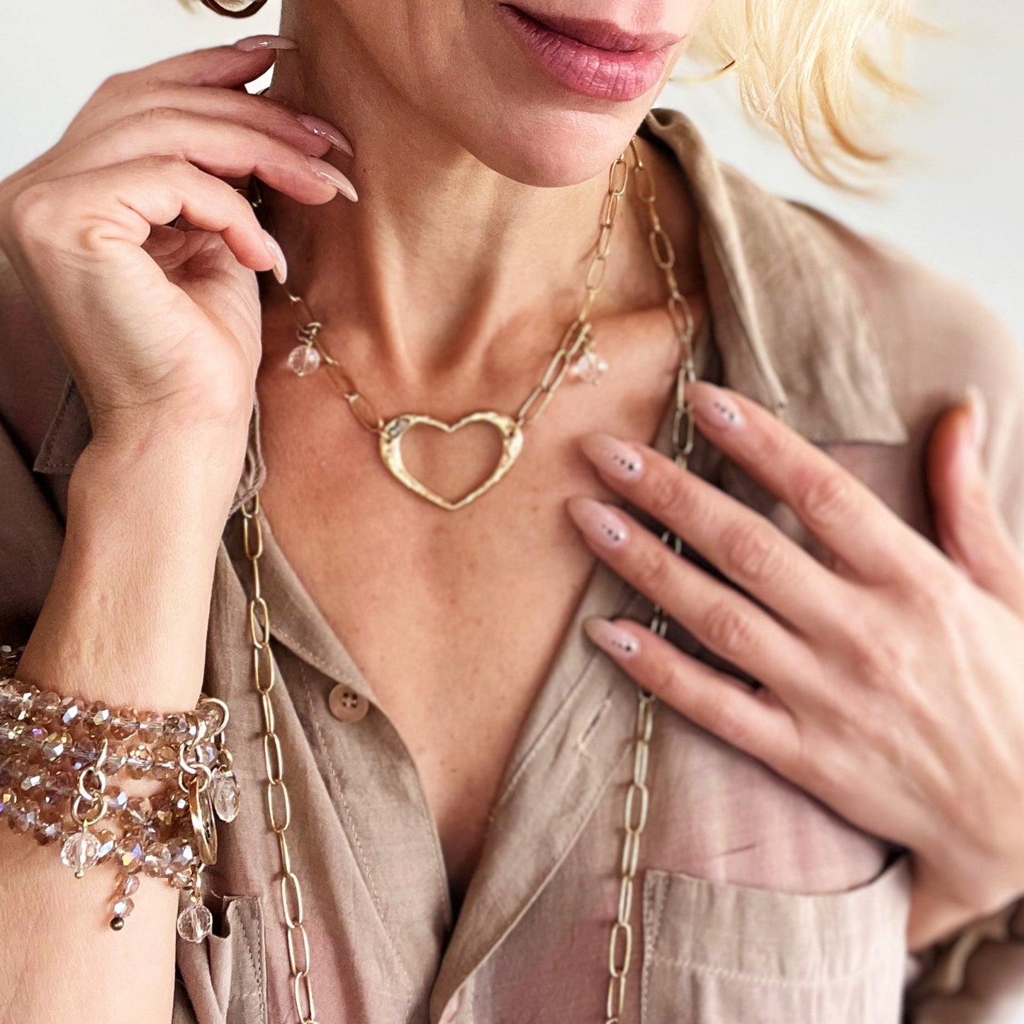 Love Open Heart Long Chain Necklace