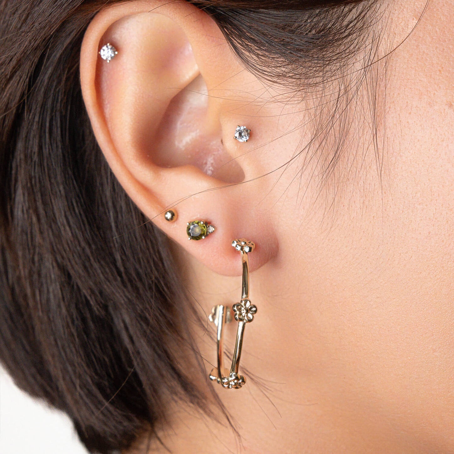 Flower Station Hoop Earrings