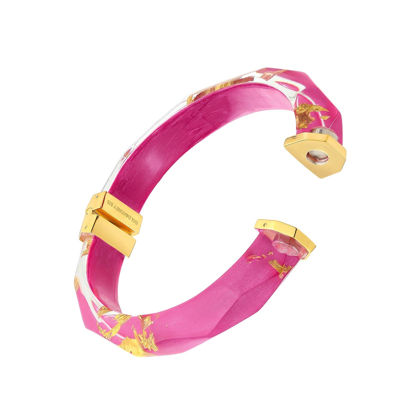 Gold Leaf Thin Faceted Lucite Bangles