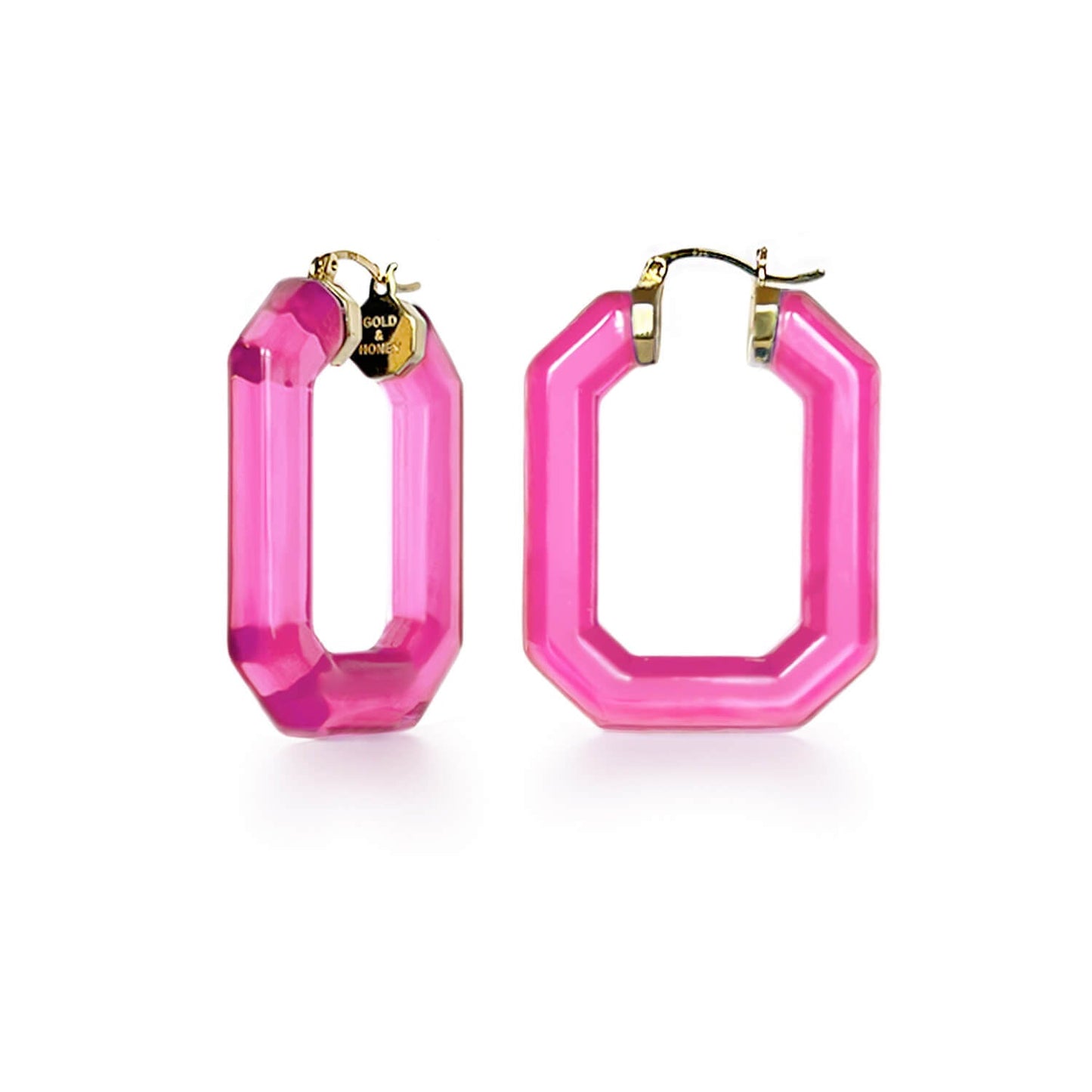 Emerald Gem Lucite Hoop Earrings