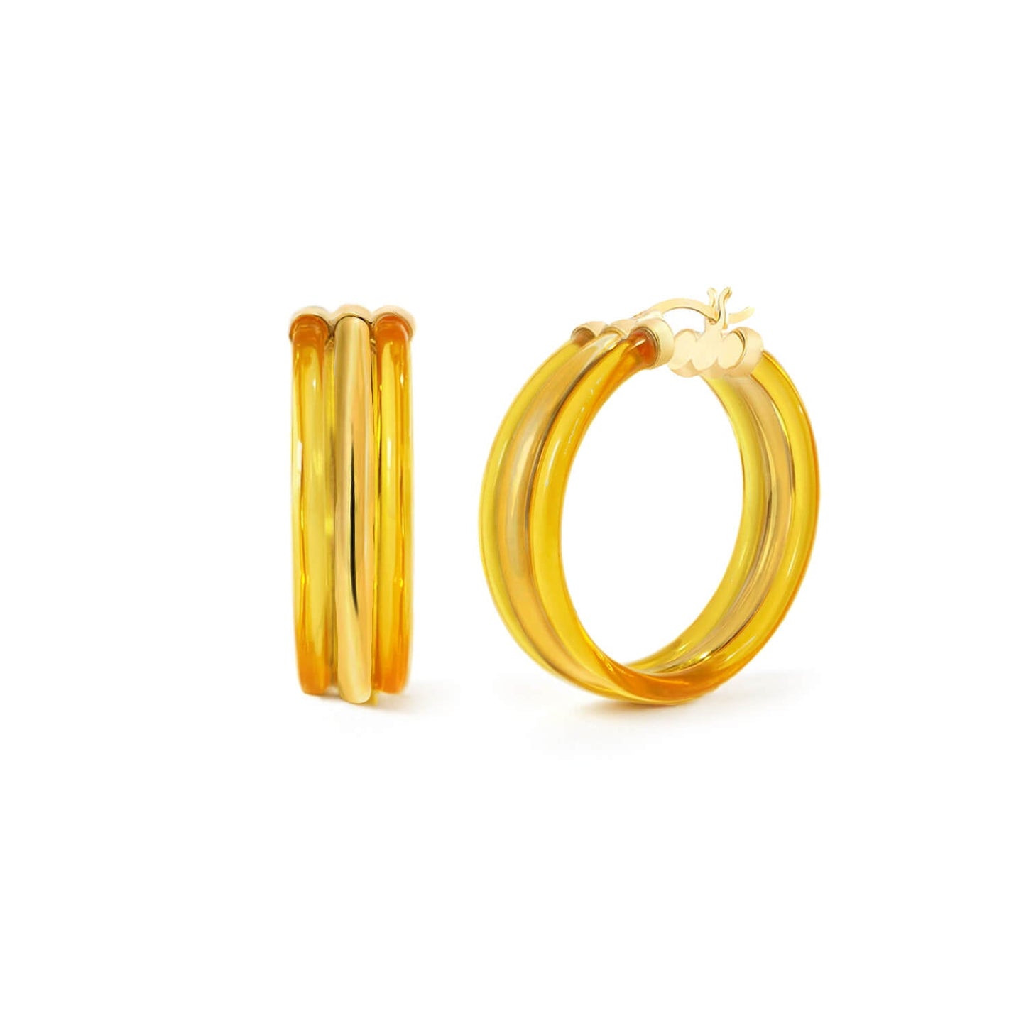 Ridge Lucite Hoop Earrings