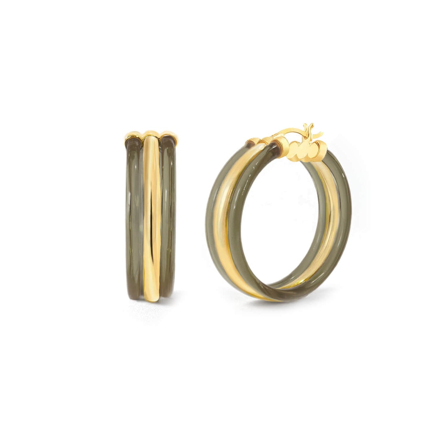 Ridge Lucite Hoop Earrings