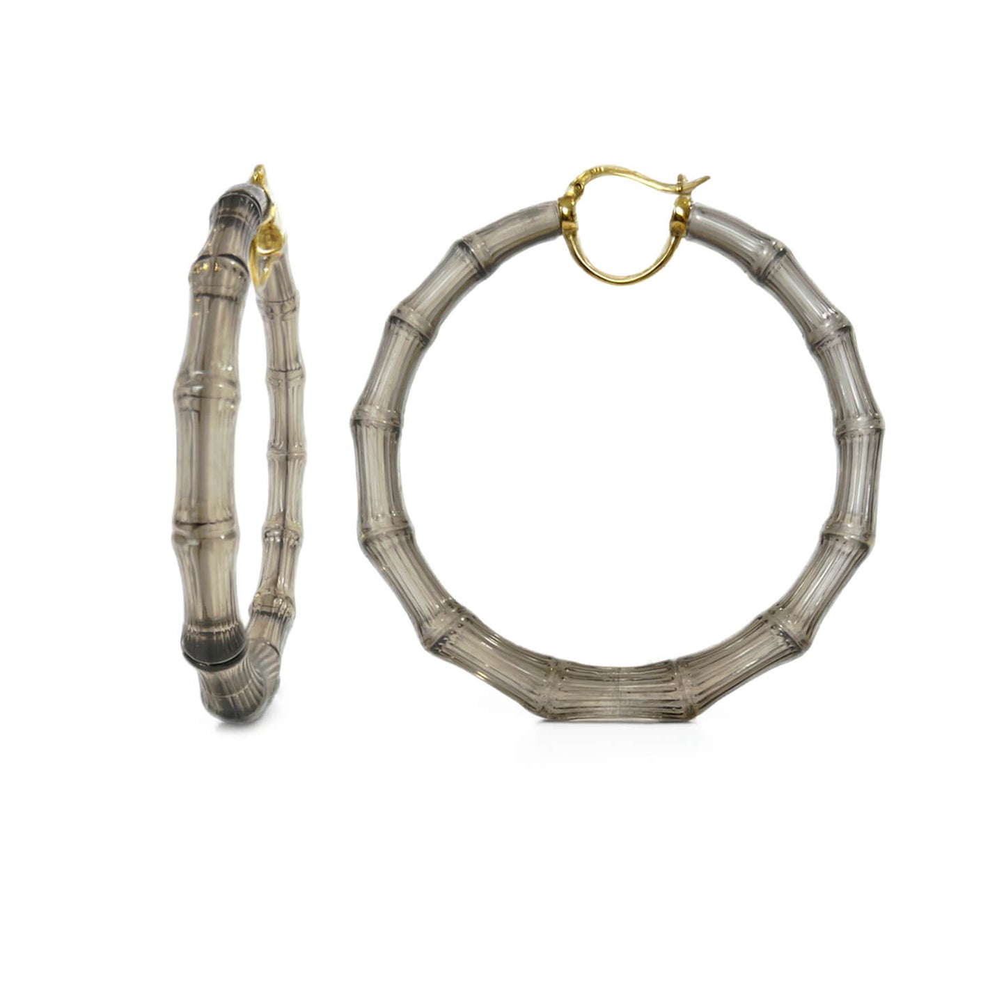 XL Blackberry Lucite Bamboo Hoop Earrings
