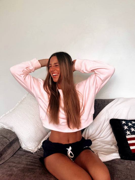 On The Go Garment Washed Knit French Terry Pullover Top