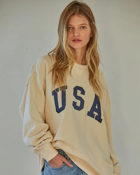 Knit 100% Cotton French Terry Crew Neck USA Pullover