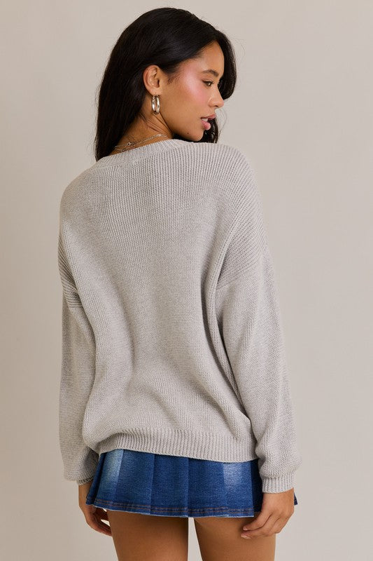 Round Neck Over Sized Sweater Top