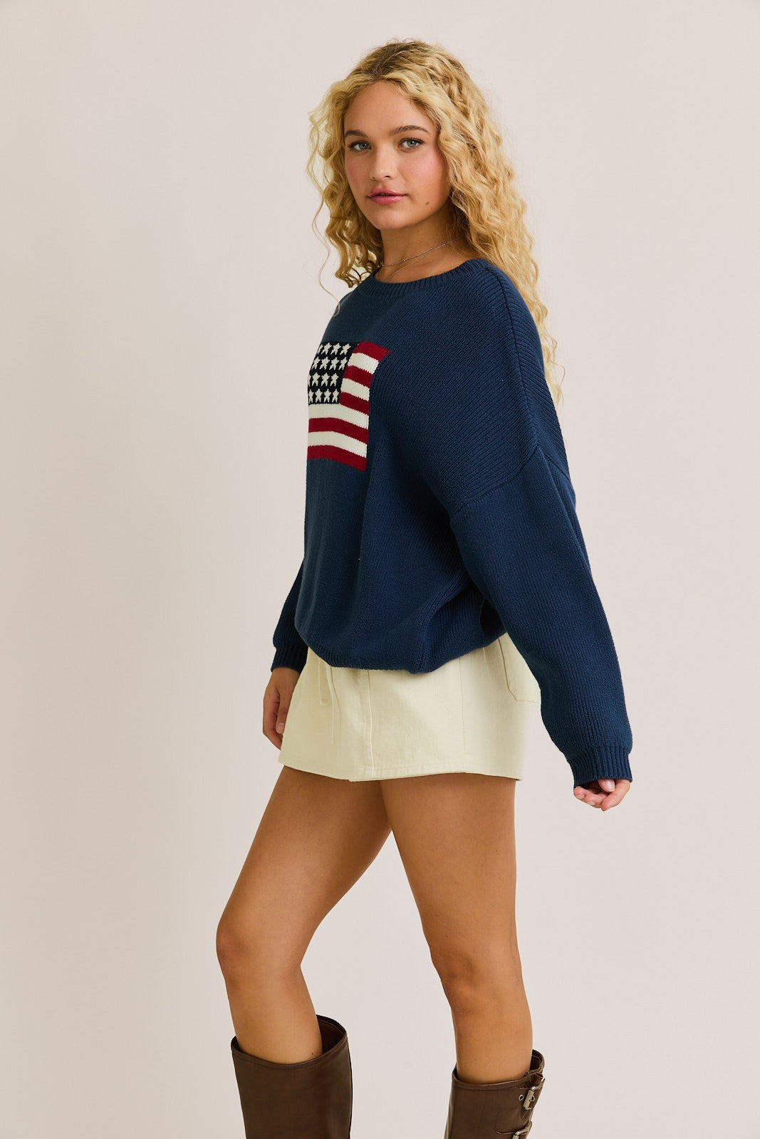 Round Neck Over Sized Sweater Top