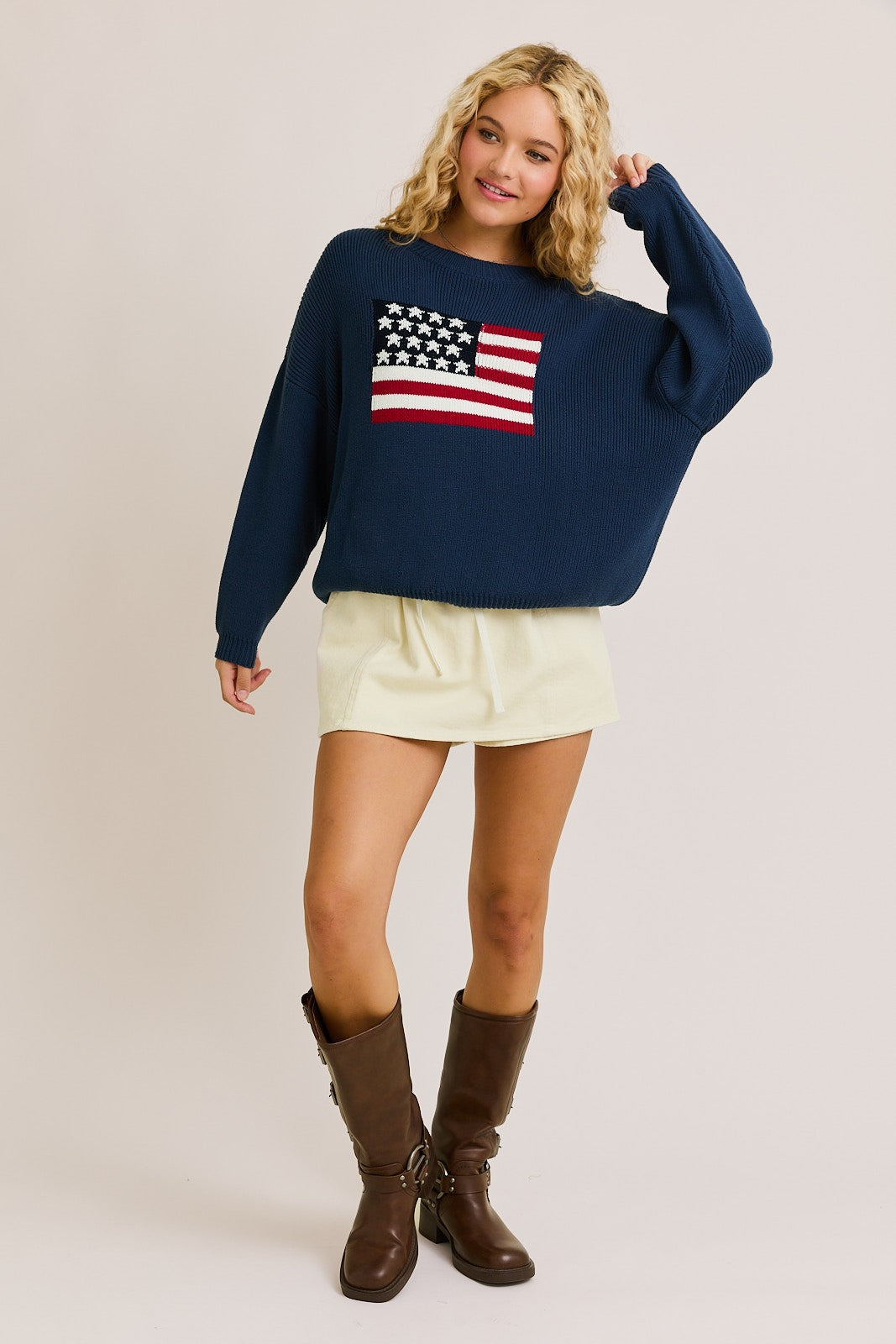 Round Neck Over Sized Sweater Top