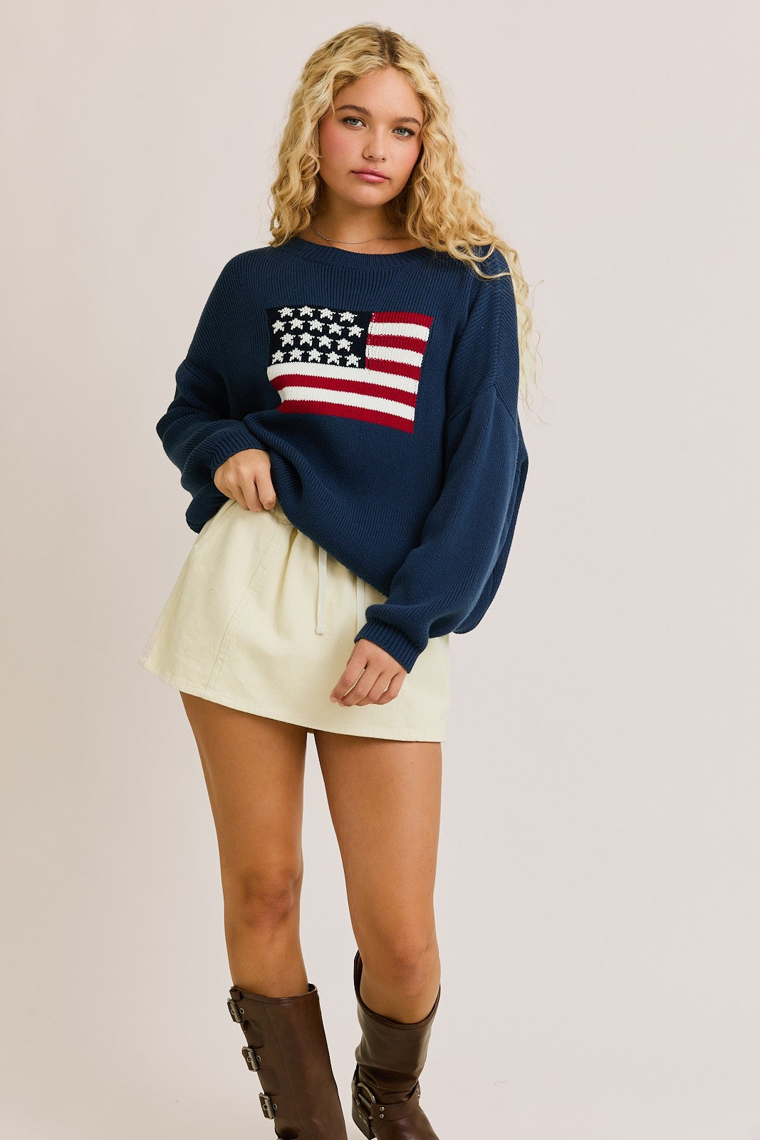 Round Neck Over Sized Sweater Top