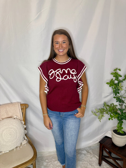 Gameday Ruffle Sleeve Sweater
