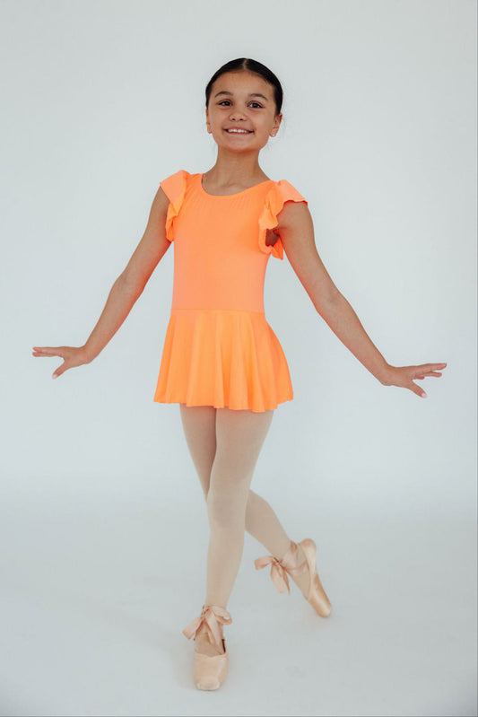 Neon Coral S/S Twirl Leotard