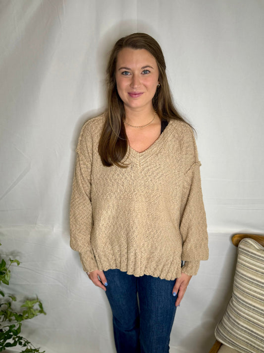 The Autumn Balloon Sweater- Tan