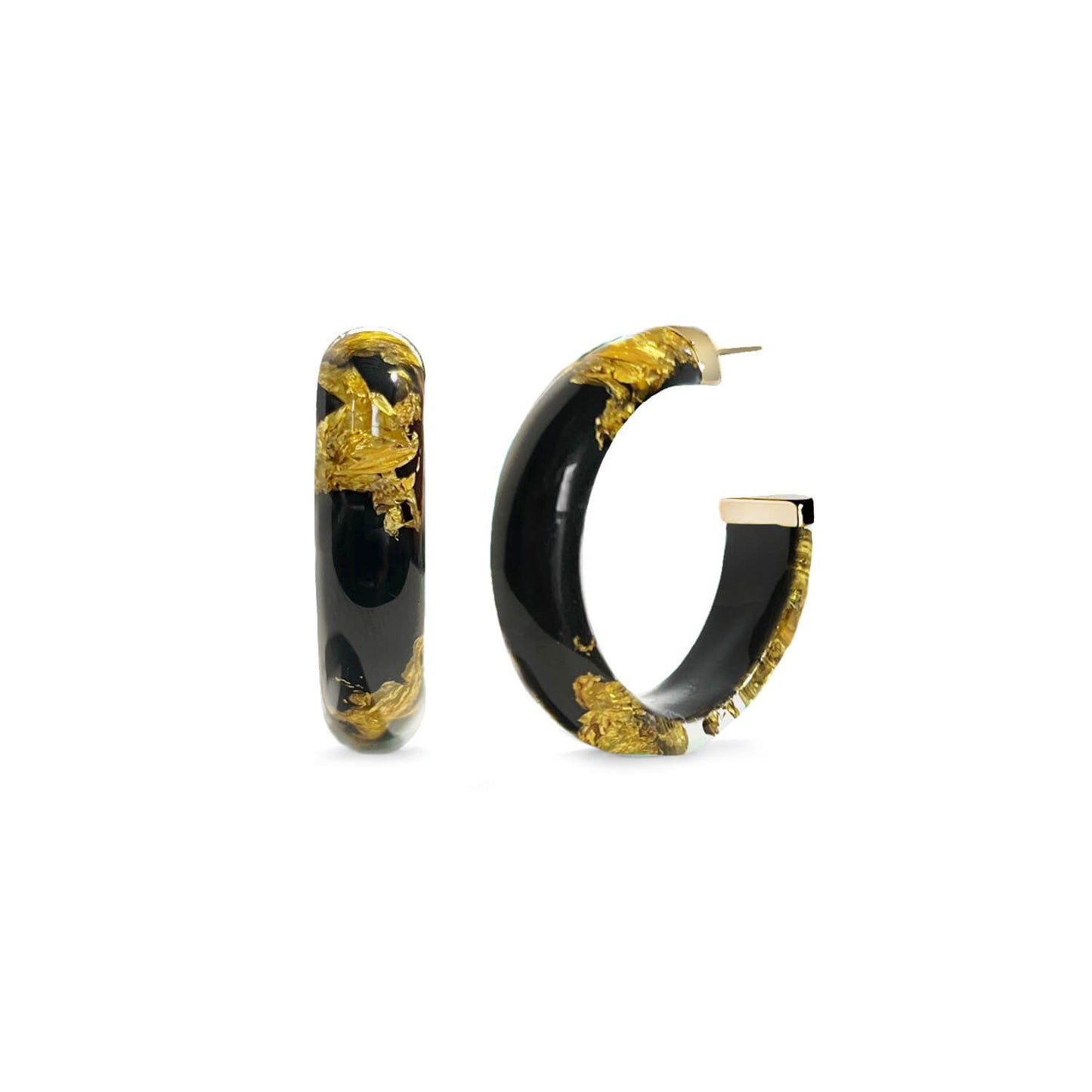 Small Gold Leaf Lucite Hoop Earrings