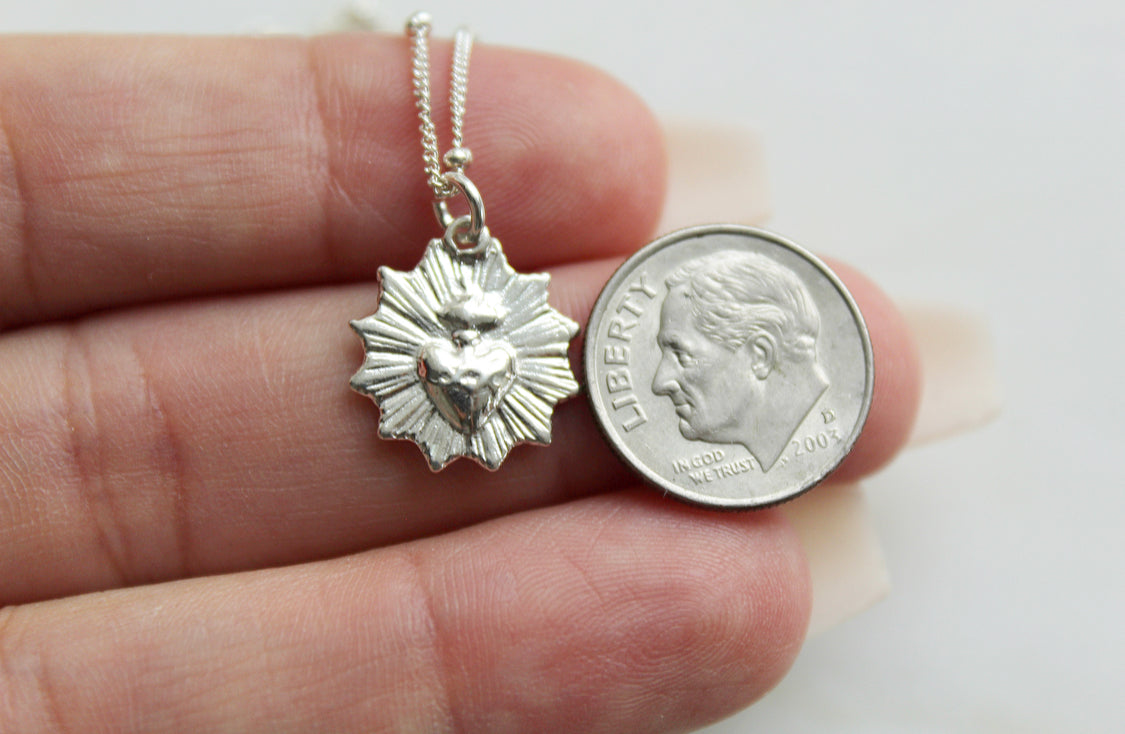 The Little Sacred Heart® minimalist scalloped necklace in sterling silver