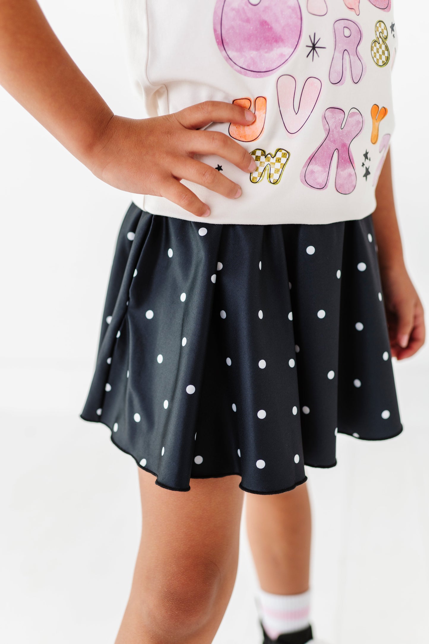 Black Dotty Spin Skort