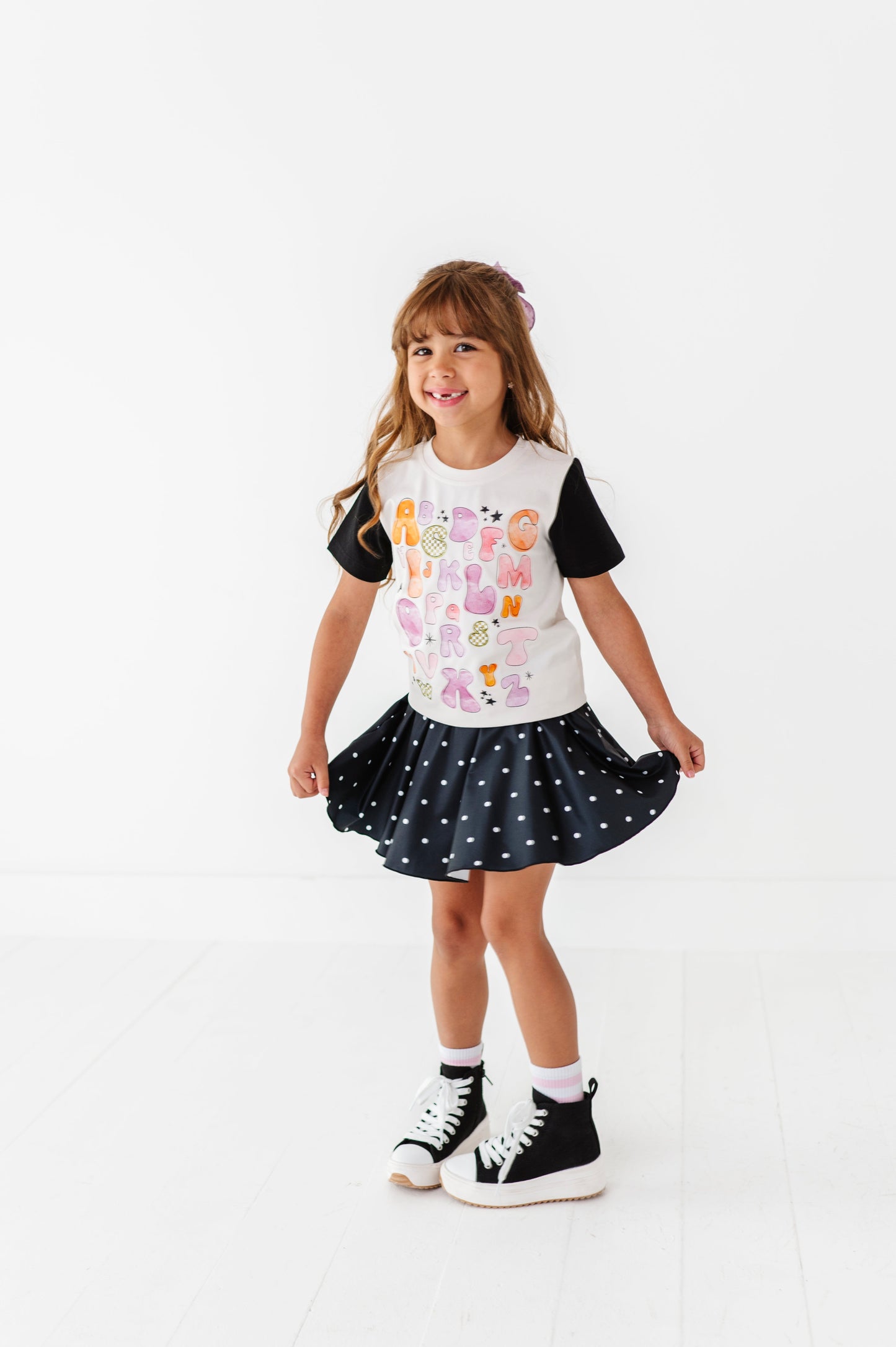 Black Dotty Spin Skort