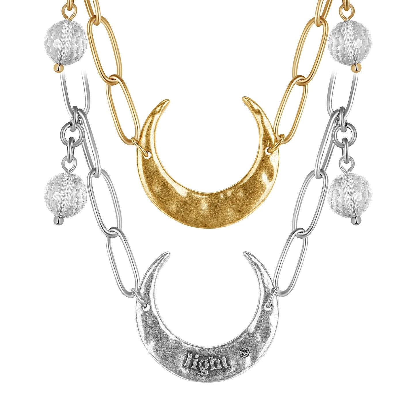 Light Crescent Moon Long Chain Necklace