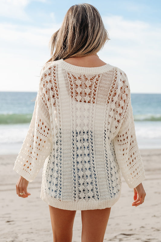 Francesca Hollow Out Knit Bracelet Sleeve Sweater