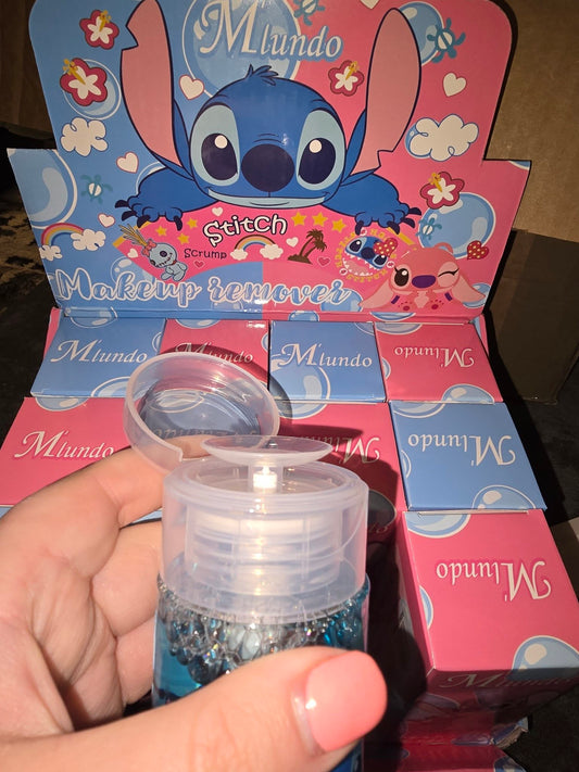 Makeup remover with a cartoon character in the background