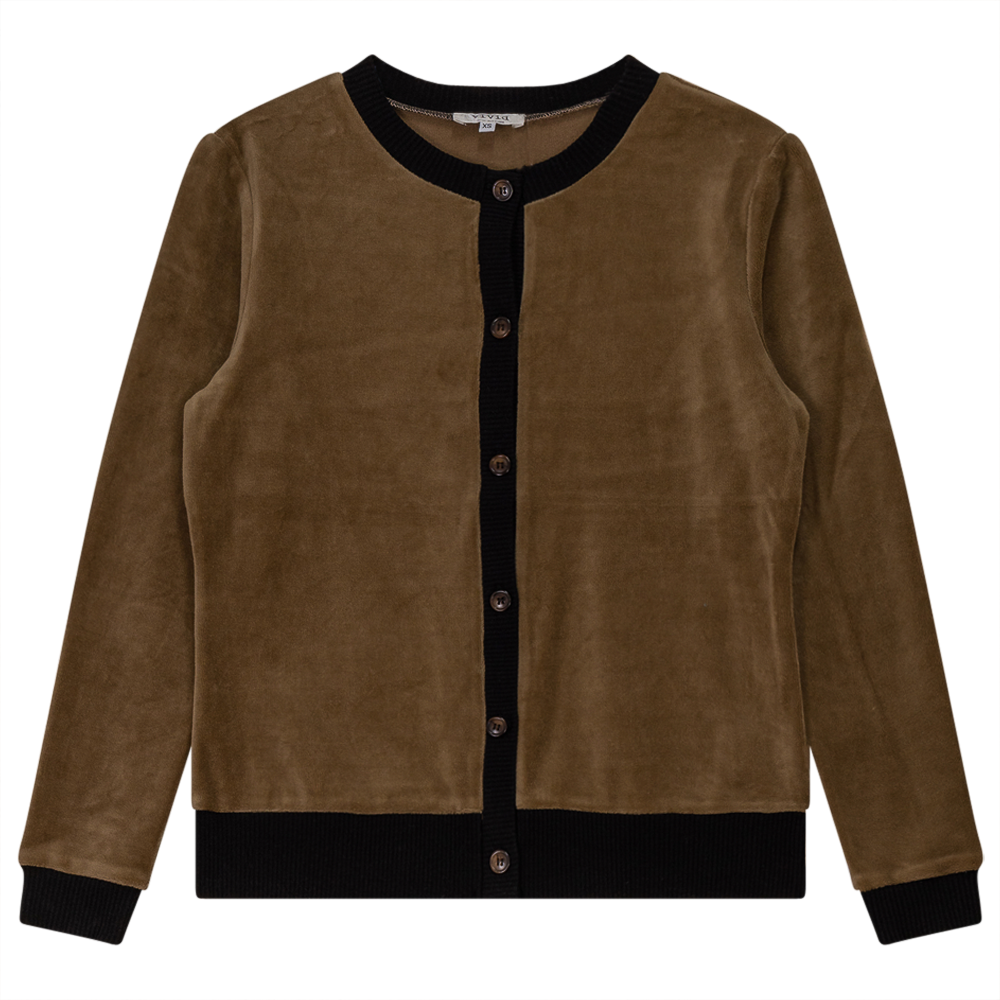 Velour Round Neck Cardigan
