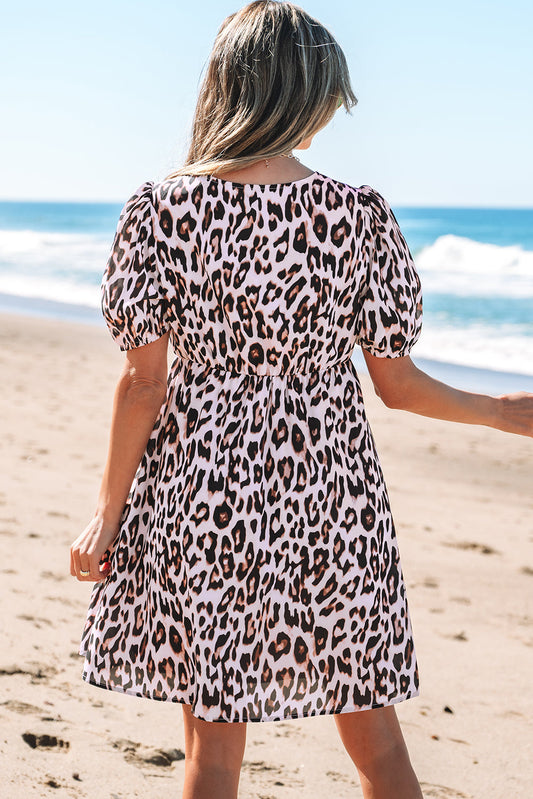 Jayleen Leopard Short Sleeve Mini Dress