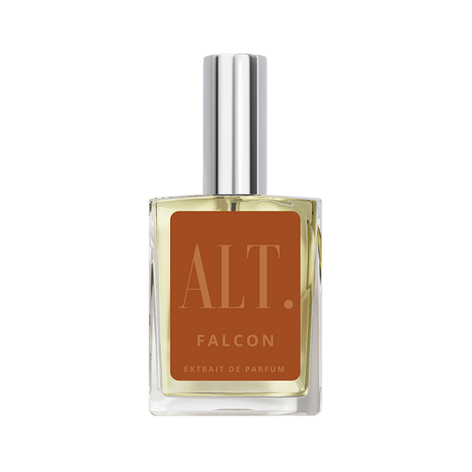 Perfume bottle labeled 'ALT. Falcon' on a white background