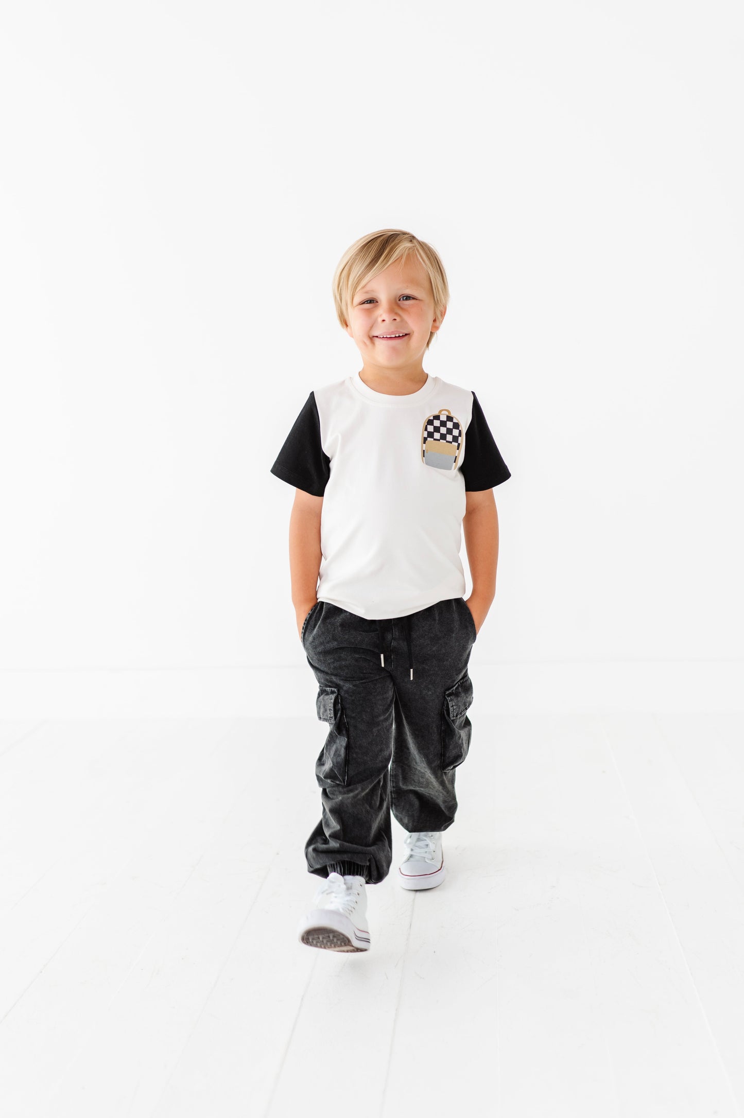 Boy Backpack Colorblock Tee(cool to be kind on back)