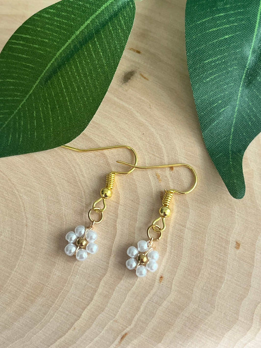Gold Flower Earrings - Blooming in Faith Daisy Floral Gold Earrings