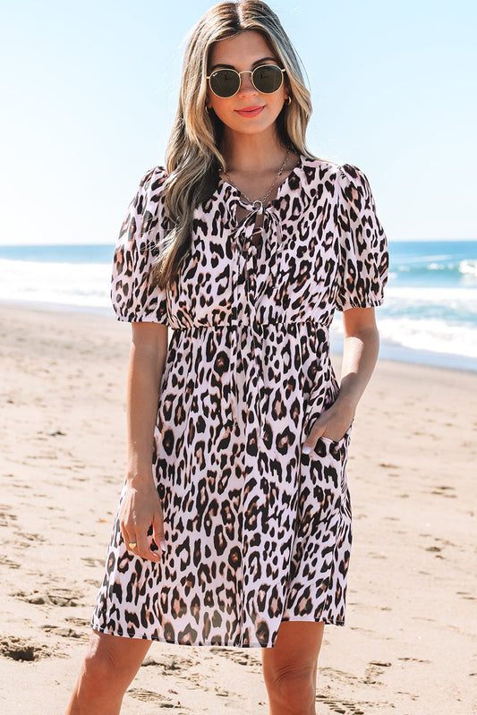 Jayleen Leopard Short Sleeve Mini Dress