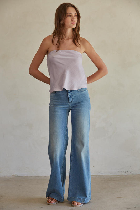 Love Me Like Tube Top Blouse in Light Purple