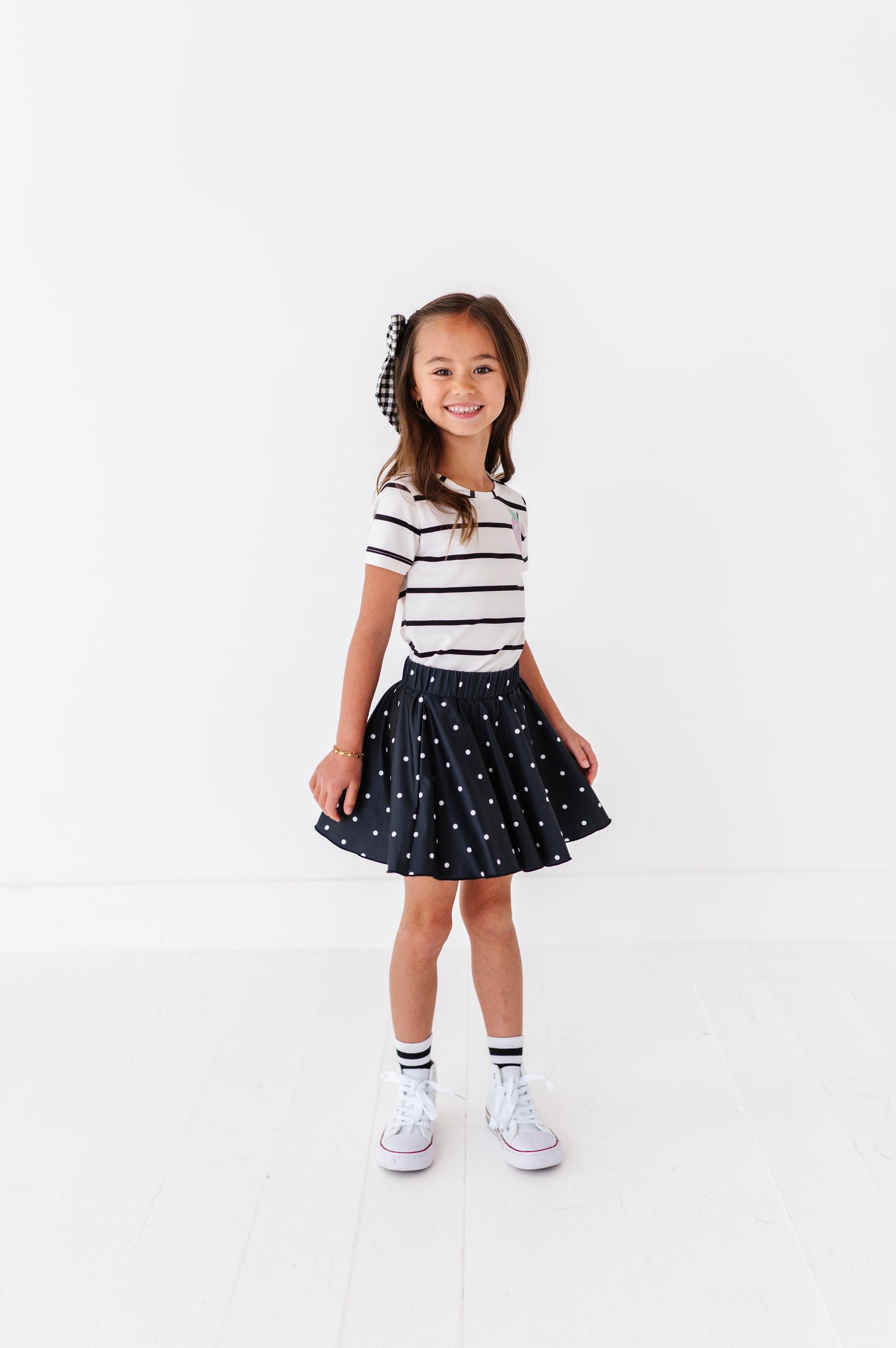 Black Dotty Spin Skort