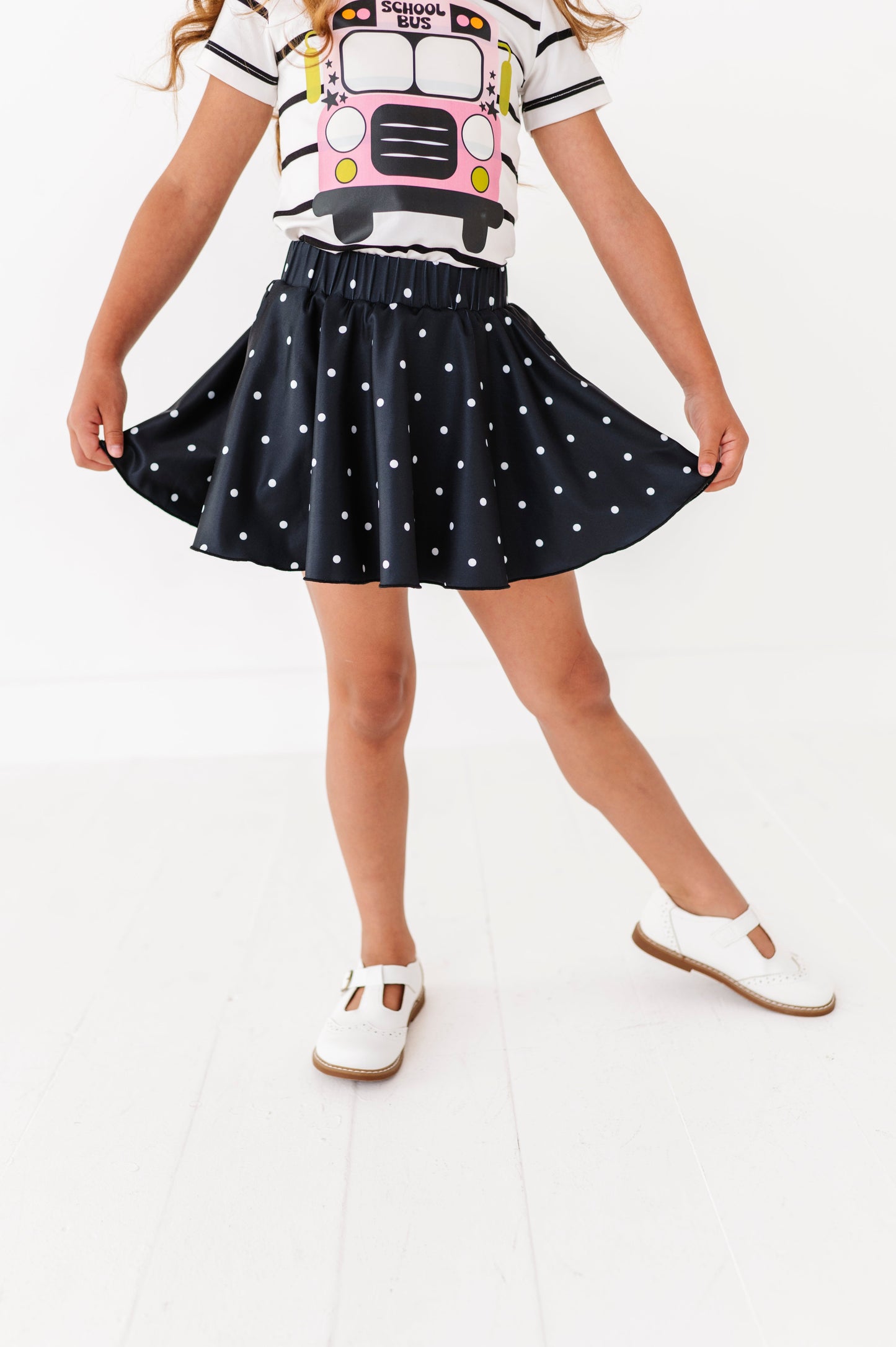 Black Dotty Spin Skort