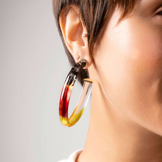 Tie Dye Lucite Hoops in Earth