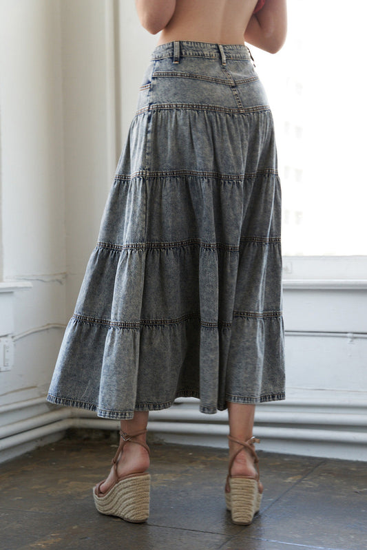 Simple Statement Denim Midi Skirt