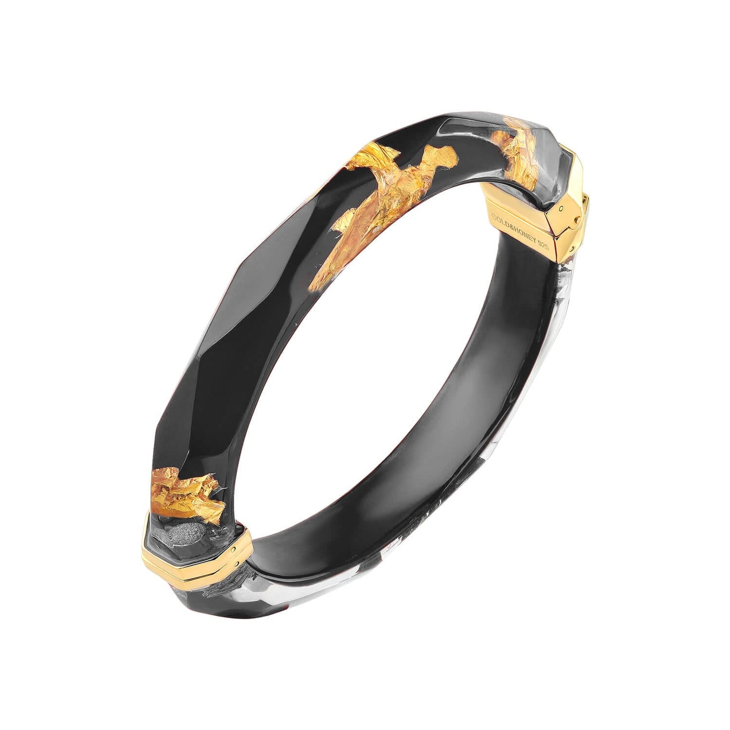 Gold Leaf Thin Faceted Lucite Bangles