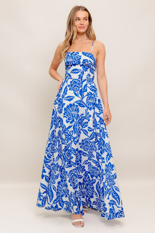 Seaside Bloom Woven Ankle Dress