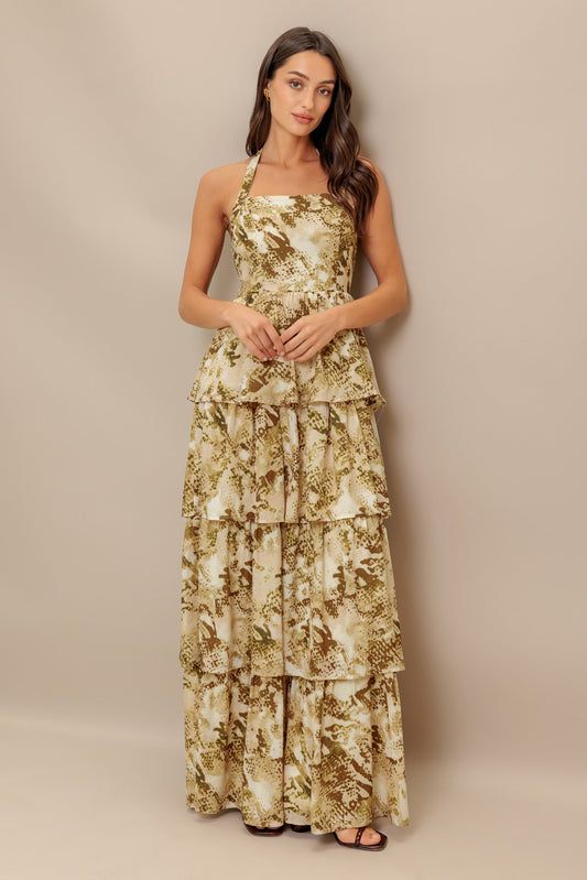 Sunset Botanical Woven Maxi Dress
