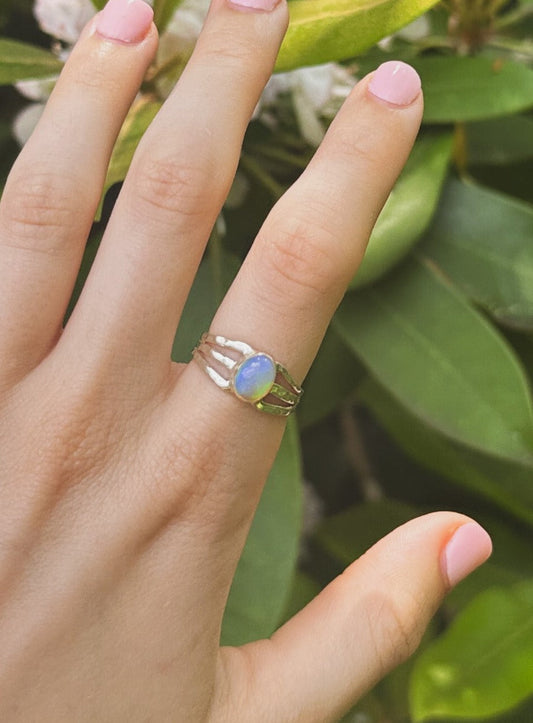 Hammered Opal Ring